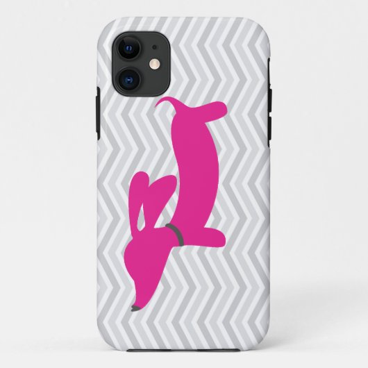Dachshund + Gray Chevron Case-Mate iPhone Case (Achterkant)