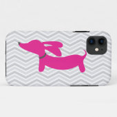 Dachshund + Gray Chevron Case-Mate iPhone Case (Achterkant (horizontaal))