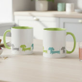Dachshund Green Blue Coffee Mug Mok