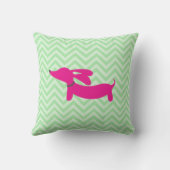 Dachshund + Green Chevron Kussen (Achterkant)