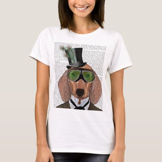 Dachshund Green Goggles Top Hat (Voorkant)