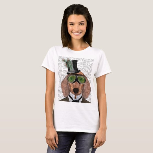 Dachshund Green Goggles Top Hat (Voorkant volledig)