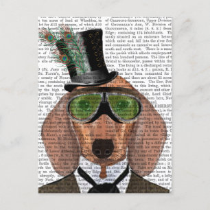 Dachshund Green Goggles Top Hat Briefkaart