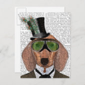 Dachshund Green Goggles Top Hat Briefkaart (Voorkant / Achterkant)