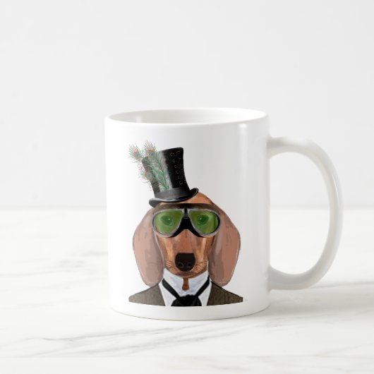 Dachshund Green Goggles Top Hat Koffiemok (Rechts)