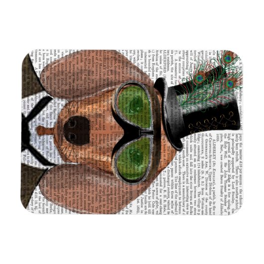 Dachshund Green Goggles Top Hat Magneet (Horizontaal)