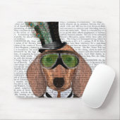 Dachshund Green Goggles Top Hat Muismat (Met muis)