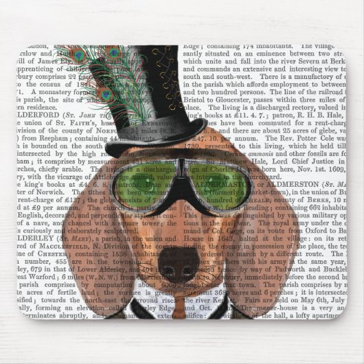 Dachshund Green Goggles Top Hat Muismat (Voorkant)
