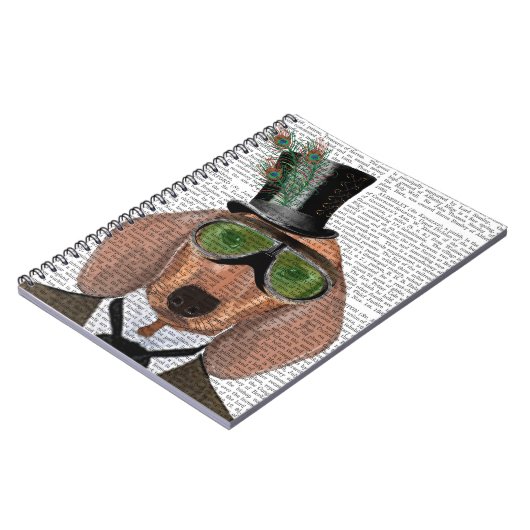 Dachshund Green Goggles Top Hat Notitieboek (Linkerzijde)