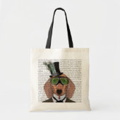 Dachshund Green Goggles Top Hat Tote Bag (Voorkant)