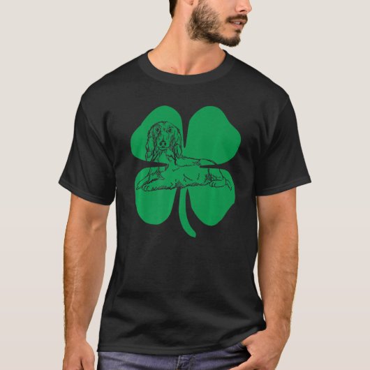 Dachshund Green Shamrock Saint Patricks Day T-shirt (Voorkant)