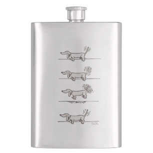 Dachshund grijze roestvrijstalen kolf flacon