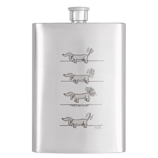 Dachshund grijze roestvrijstalen kolf flacon (Voorkant)