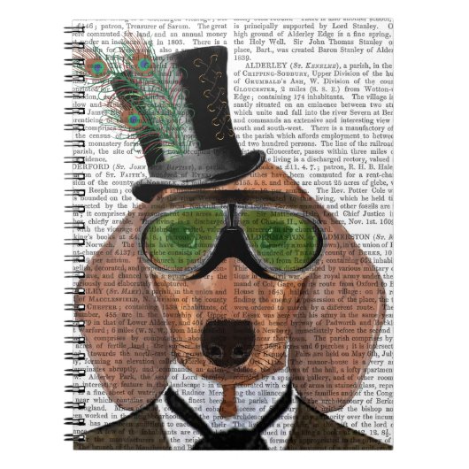Dachshund Groene Bril Hoed Notitieboek (Voorkant)