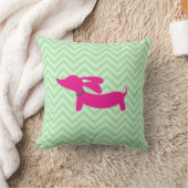 Dachshund + Groene Chevron Kussen (Deken)