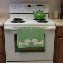 Dachshund Groene schotel Handdoek Wiener Hond Moed