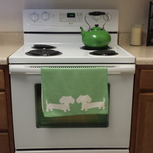 Dachshund Groene schotel Handdoek Wiener Hond Moed