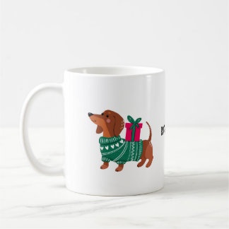 Dachshund groene trui worst hond liefhebber koffie koffiemok