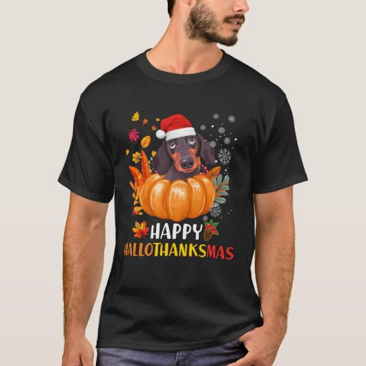 Dachshund Hallothanksmas Halloween Thanksgiving Ch T-shirt (Voorkant)