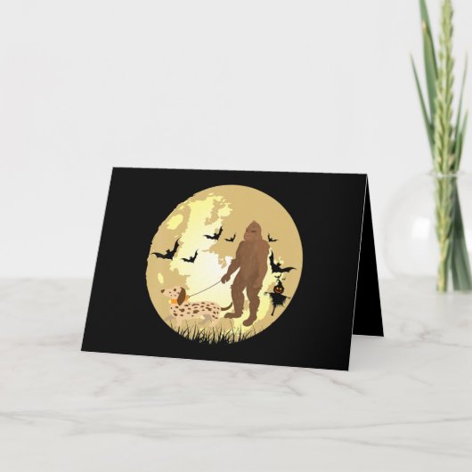 Dachshund Halloween Bigfoot aan het lopen is Kaart (Voorkant)