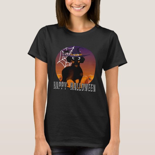 Dachshund halloween costume  witch dachshund hallo t-shirt (Voorkant)