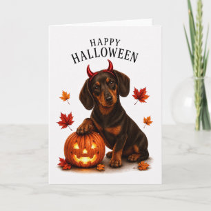 Dachshund Halloween Duivels Hond Kaart