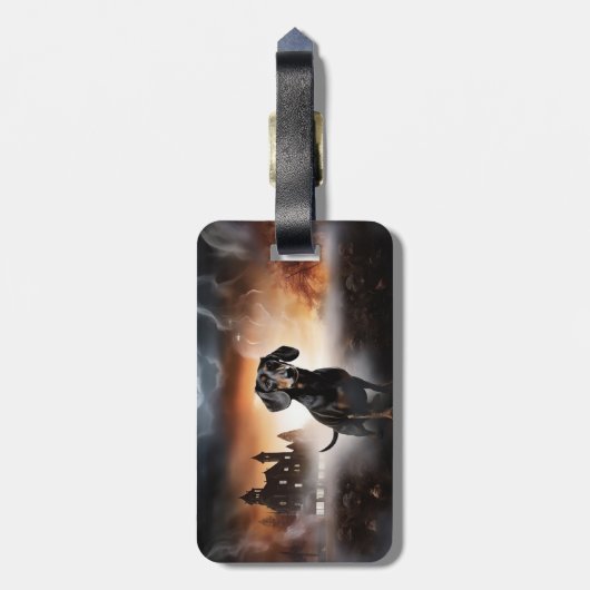 Dachshund Halloween eng Bagagelabel (Achterkant verticaal)