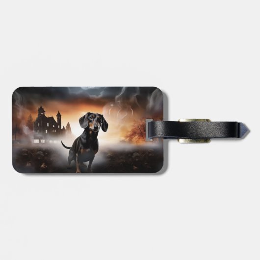 Dachshund Halloween eng Bagagelabel (Achterkant horizontaal)