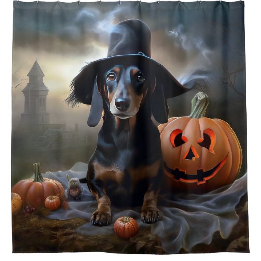 Dachshund Halloween eng Douchegordijn (Voorkant)