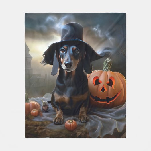 Dachshund Halloween eng Fleece Deken (Voorkant)