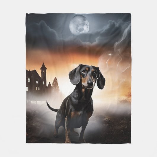 Dachshund Halloween eng Fleece Deken (Voorkant)