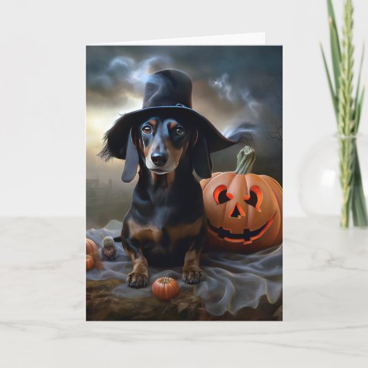 Dachshund Halloween eng Kaart (Voorkant)