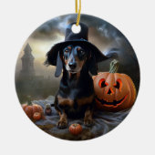 Dachshund Halloween eng Keramisch Ornament (Voorkant)
