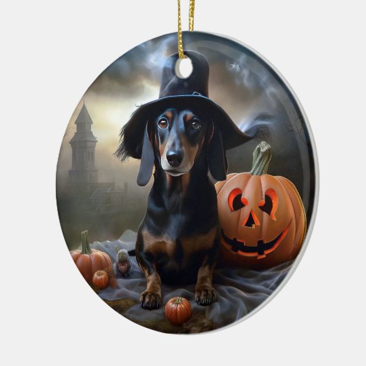 Dachshund Halloween eng Keramisch Ornament (Links)