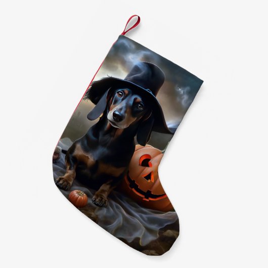 Dachshund Halloween eng Kleine Kerstsok (Voorkant (Hangend))