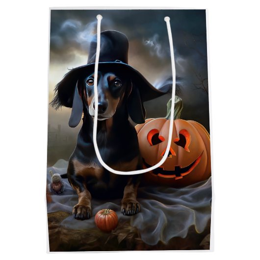 Dachshund Halloween eng Medium Cadeauzakje (Achterkant)