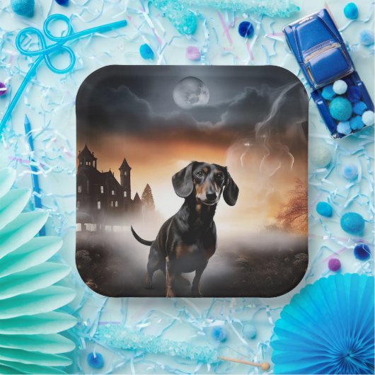 Dachshund Halloween eng Papieren Bordje (Feest)