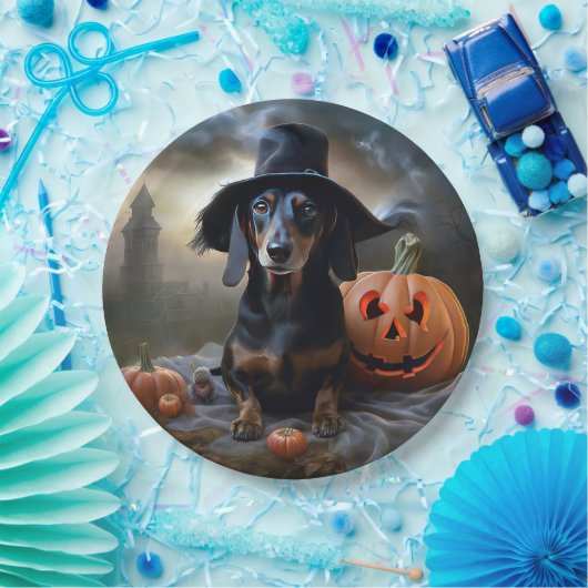 Dachshund Halloween eng Papieren Bordje (Feest)