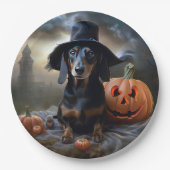 Dachshund Halloween eng Papieren Bordje (Voorkant)