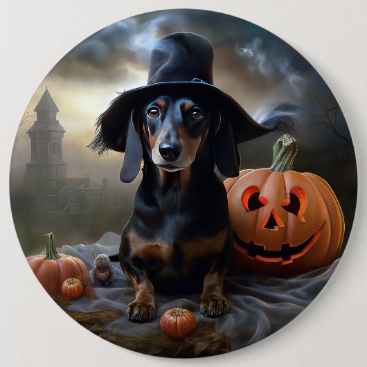 Dachshund Halloween eng Ronde Button 6,0 Cm (Voorkant)
