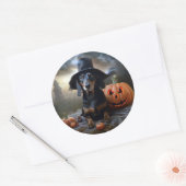 Dachshund Halloween eng Ronde Sticker (Envelop)
