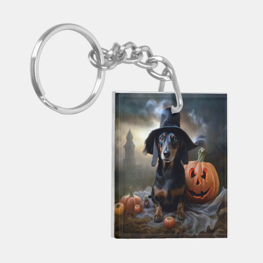 Dachshund Halloween eng Sleutelhanger (Voorkant Links)