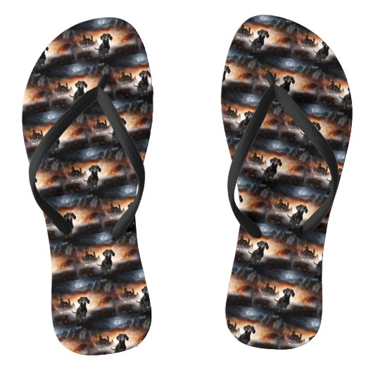 Dachshund Halloween eng Teenslippers (Voetbed)