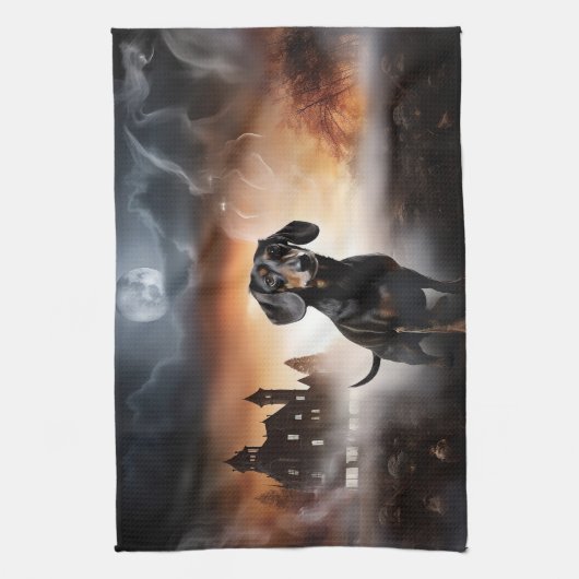 Dachshund Halloween eng Theedoek (Verticaal)