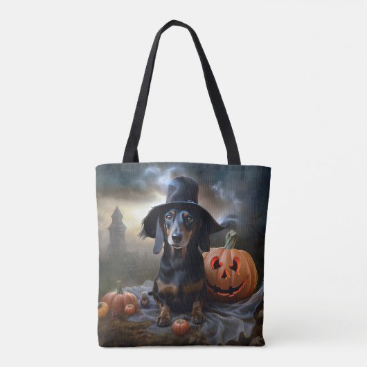 Dachshund Halloween eng Tote Bag (Achterkant)
