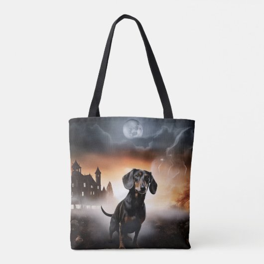Dachshund Halloween eng Tote Bag (Achterkant)