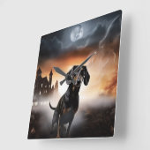 Dachshund Halloween eng Vierkante Klok (Hoek)