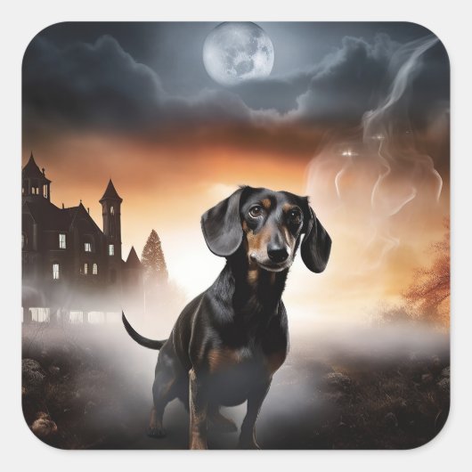 Dachshund Halloween eng Vierkante Sticker (Voorkant)