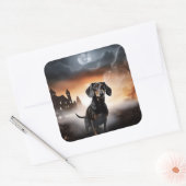 Dachshund Halloween eng Vierkante Sticker (Envelop)
