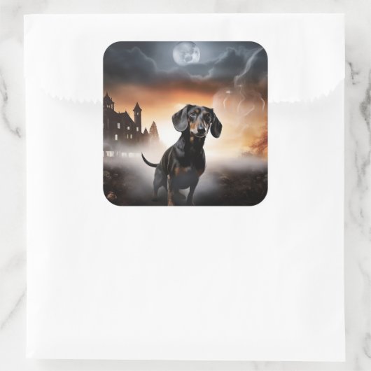 Dachshund Halloween eng Vierkante Sticker (Tas)